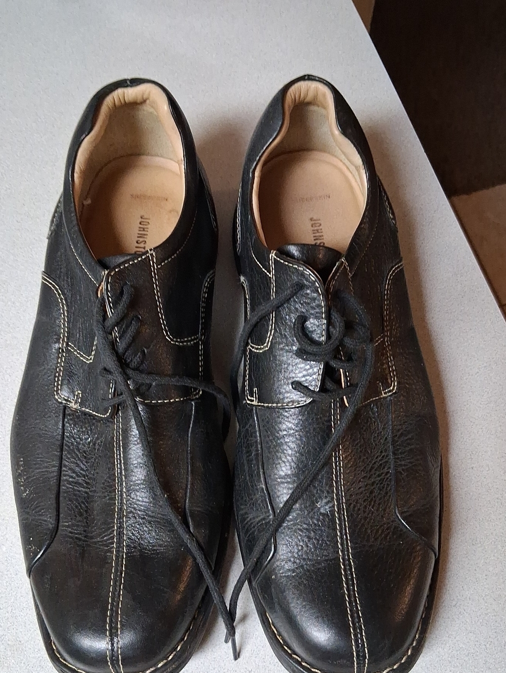 Mens Johnston & Murphy Black Leather Lace-Up Oxfords Size 10M B9